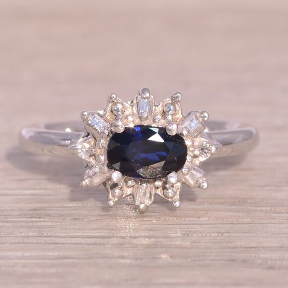 Sapphire and Diamond Ring in White Gold